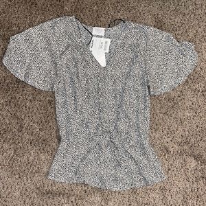 NWT Sienna Sky Black and white spotted blouse